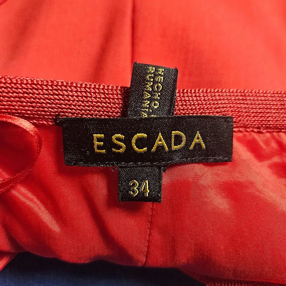 Escada Wool Pencil Skirt Lined Red 34 US 2 Back Zip Red‎ Office Career Casual